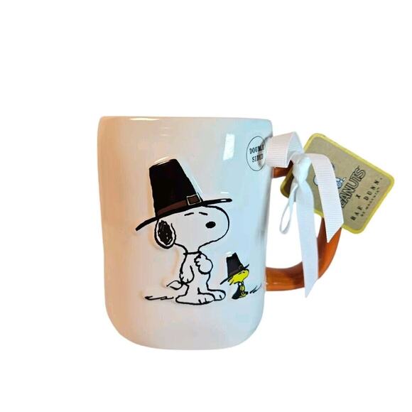 THANKFUL FOR YOU Rae Dunn X Peanuts Snoopy Thanksgiving Mug Pilgrim Pumpkin 2023 - Picture 1 of 4